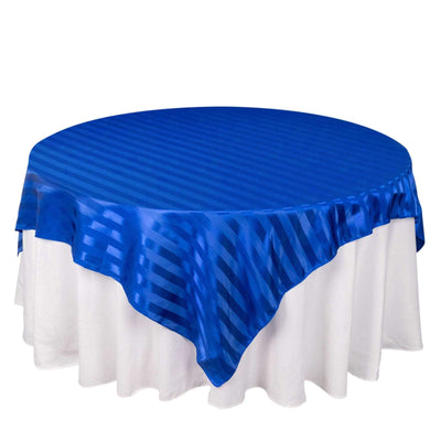 Satin 72"x72" Table Overlay Square Tablecloth Royal Blue - Stripe Table Topper