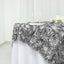 Satin 72"x72" Table Overlay Square Tablecloth Silver - 3D Rosette Table Cover - Linen Luxes