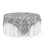 Satin 72"x72" Table Overlay Square Tablecloth Silver - 3D Rosette Table Cover - Linen Luxes
