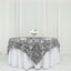 Satin 72"x72" Table Overlay Square Tablecloth Silver - 3D Rosette Table Cover - Linen Luxes