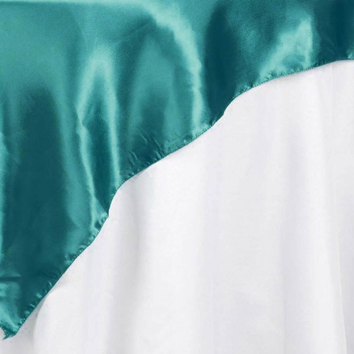 Satin 72"x72" Table Overlay Square Tablecloth Turquoise - Smooth Finish Table Cover - Linen Luxes