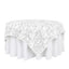 Satin 72"x72" Table Overlay Square Tablecloth White - 3D Rosette Design for Stylish Occasions - Linen Luxes
