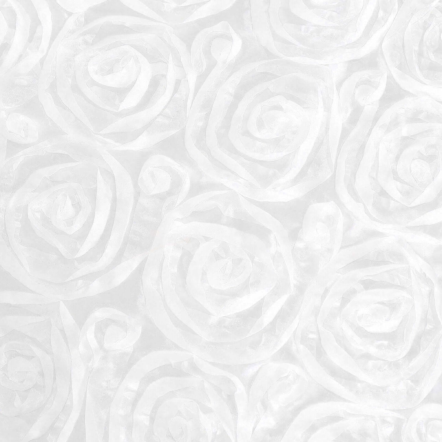 Satin 72"x72" Table Overlay Square Tablecloth White - 3D Rosette Design for Stylish Occasions - Linen Luxes