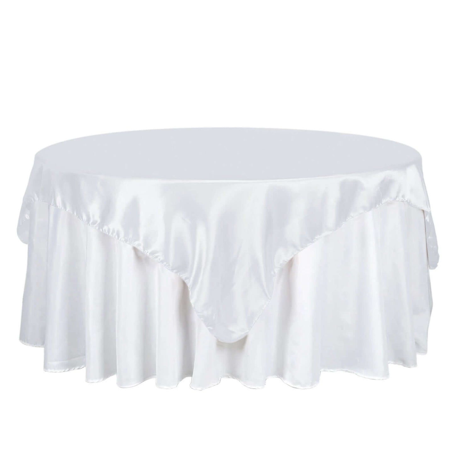 Satin 72"x72" Table Overlay Square Tablecloth White - Smooth Finish for Luxurious Events - Linen Luxes