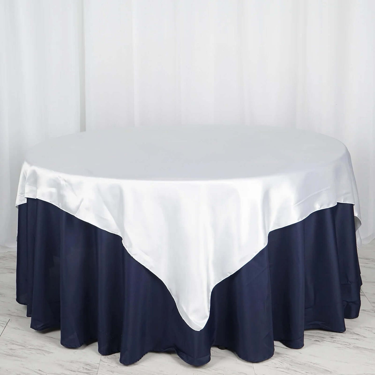 Satin 72"x72" Table Overlay Square Tablecloth White - Smooth Finish for Luxurious Events - Linen Luxes