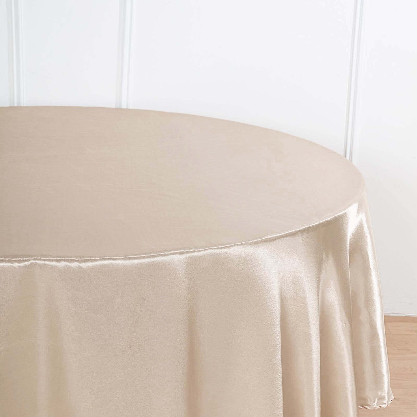 Satin 90" Round Tablecloth Beige - Smooth and Lustrous Table Cover - Linen Luxes