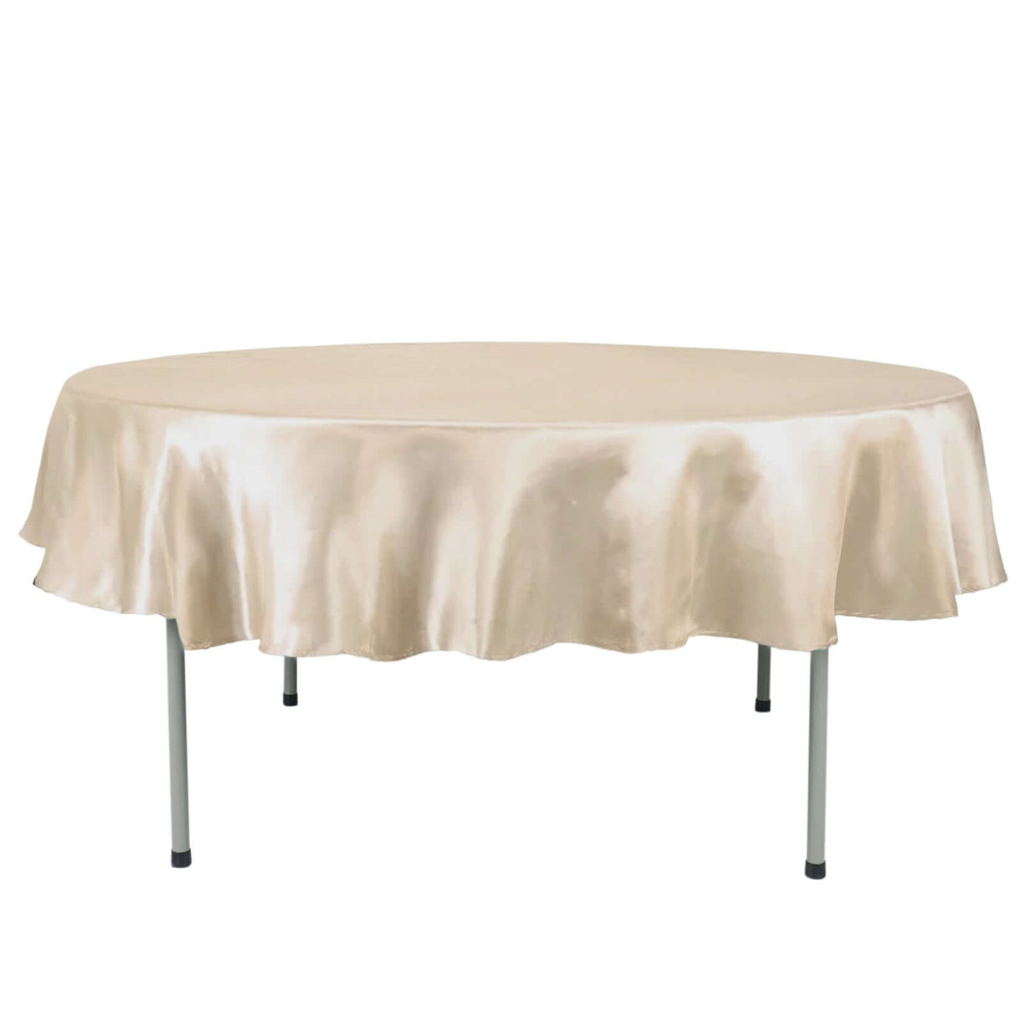 Satin 90" Round Tablecloth Beige - Smooth and Lustrous Table Cover - Linen Luxes