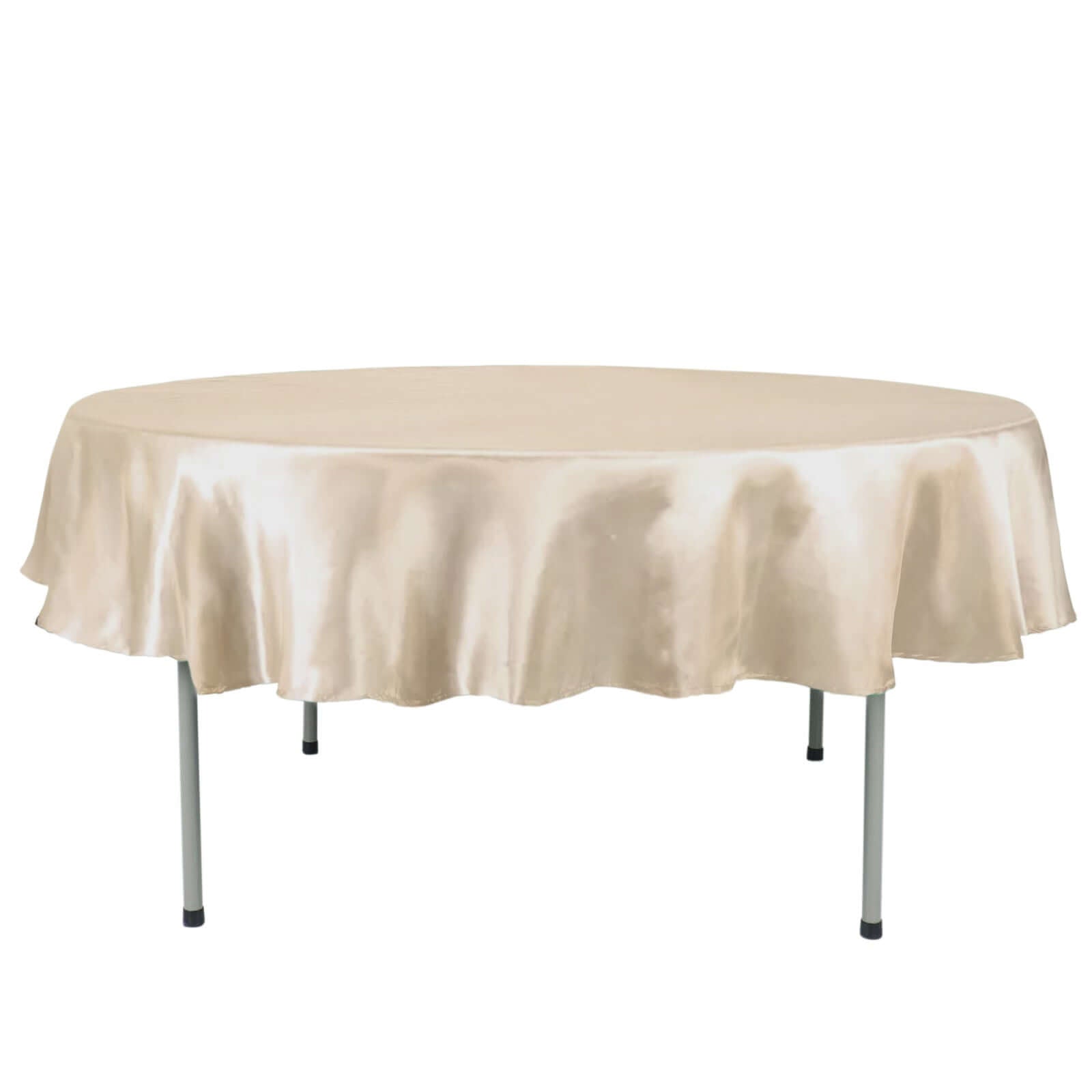 Satin 90" Round Tablecloth Beige - Smooth and Lustrous Table Cover - Linen Luxes