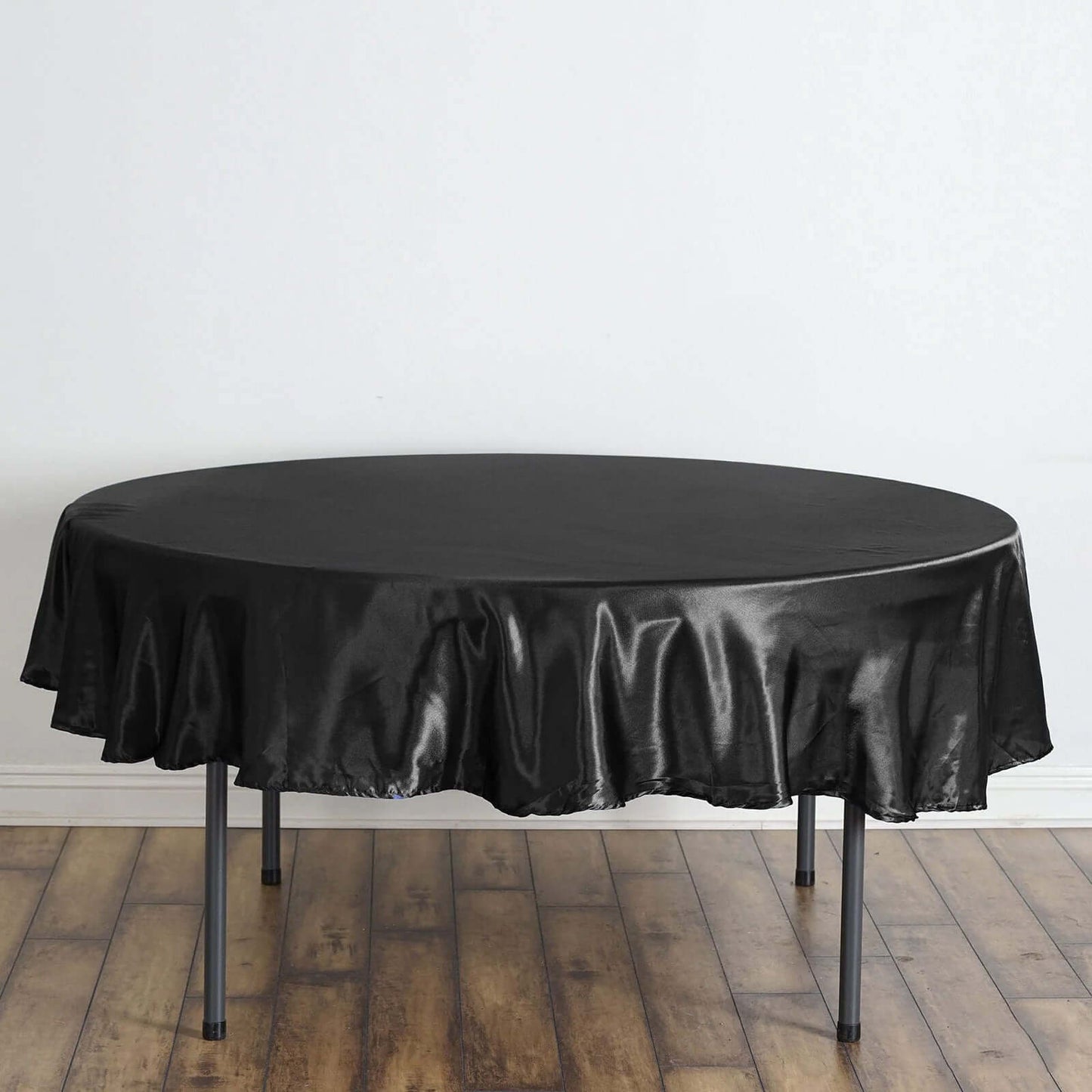 Satin 90" Round Tablecloth Black - Smooth and Lustrous Table Cover - Linen Luxes