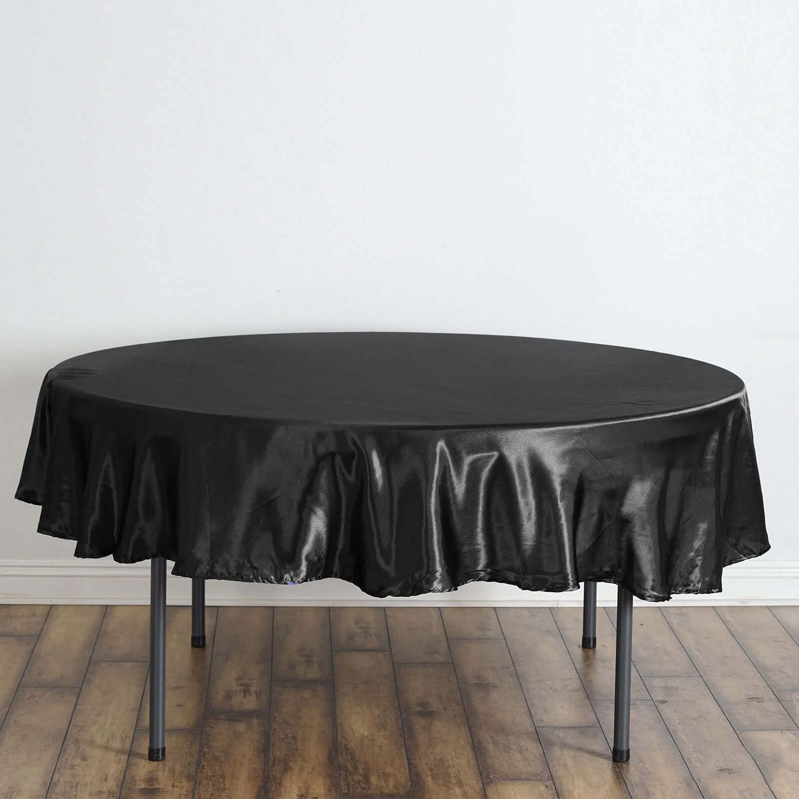 Satin 90" Round Tablecloth Black - Smooth and Lustrous Table Cover - Linen Luxes