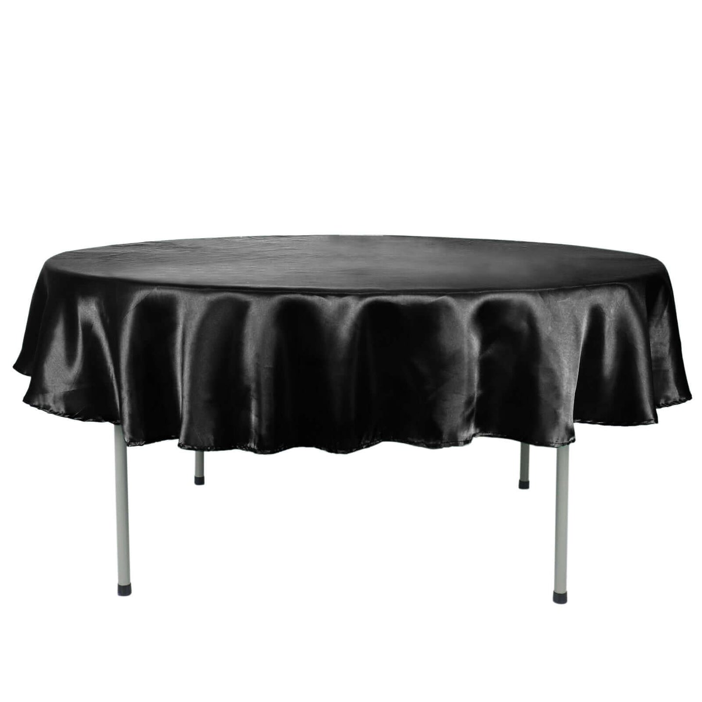 Satin 90" Round Tablecloth Black - Smooth and Lustrous Table Cover - Linen Luxes