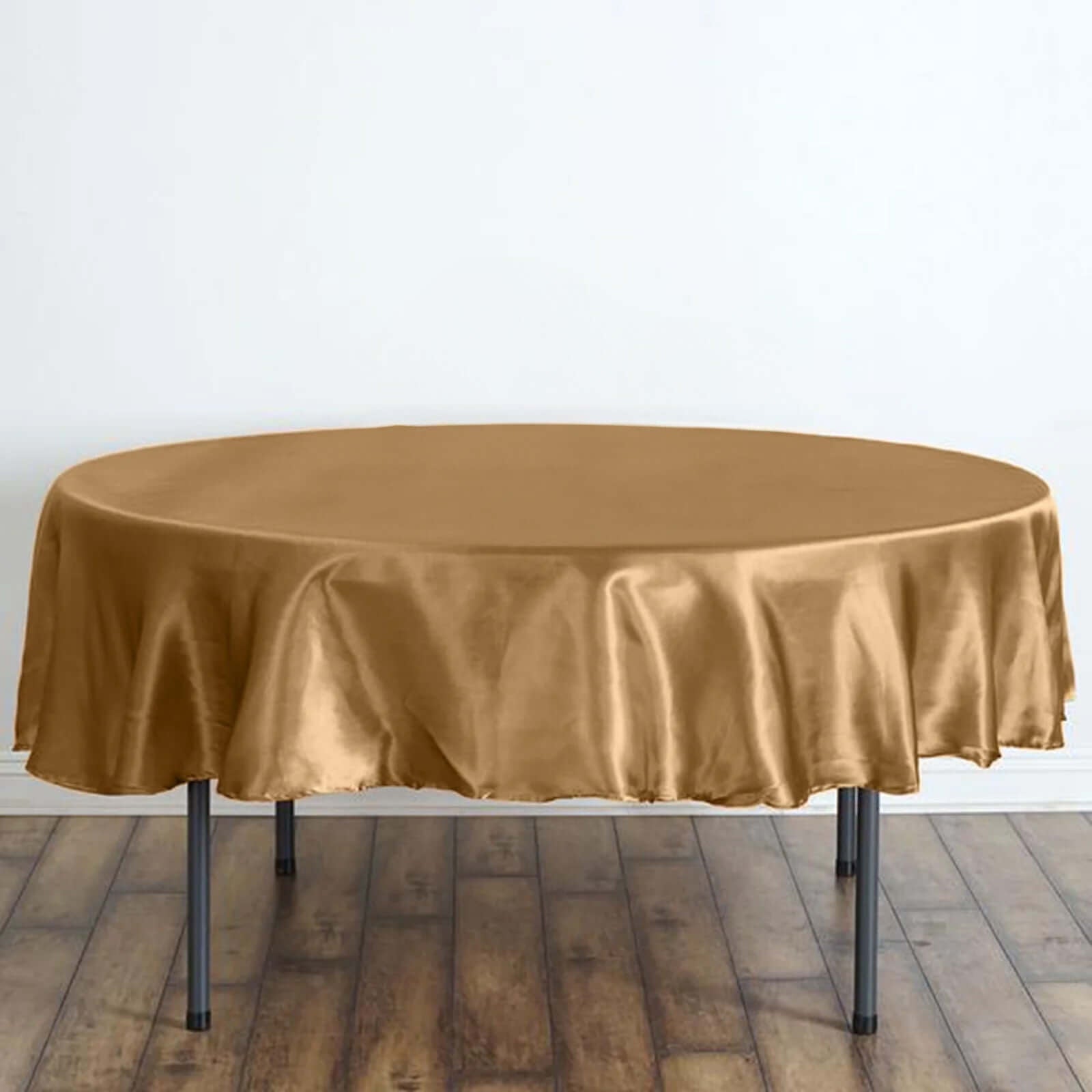 Satin 90" Round Tablecloth Gold - Smooth and Lustrous Table Cover - Linen Luxes
