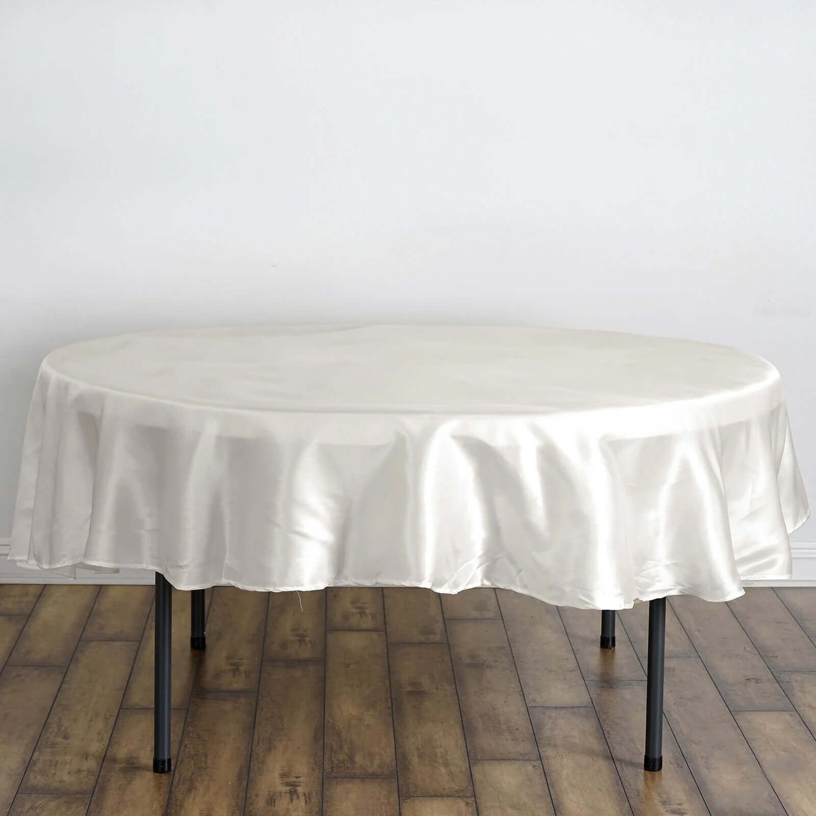 Satin 90" Round Tablecloth Ivory - Smooth and Lustrous Table Cover - Linen Luxes