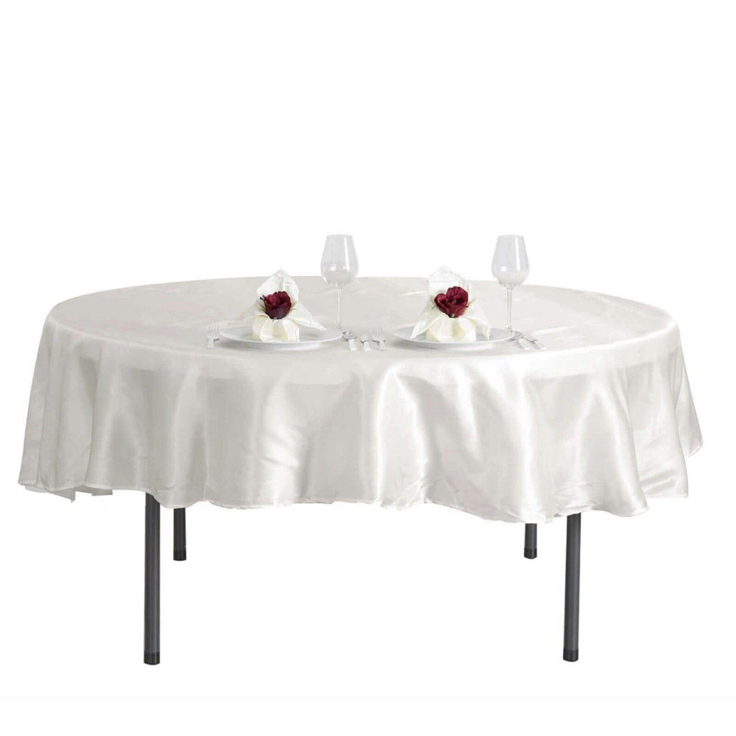 Satin 90" Round Tablecloth Ivory - Smooth and Lustrous Table Cover - Linen Luxes