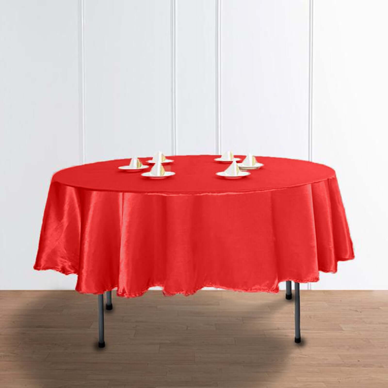 Satin 90" Round Tablecloth Red - Smooth and Lustrous Table Cover - Linen Luxes