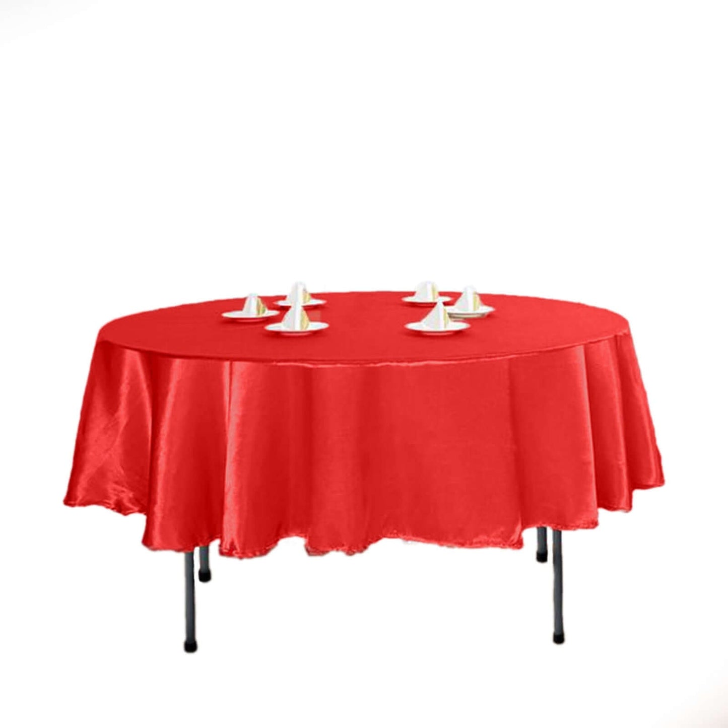 Satin 90" Round Tablecloth Red - Smooth and Lustrous Table Cover - Linen Luxes