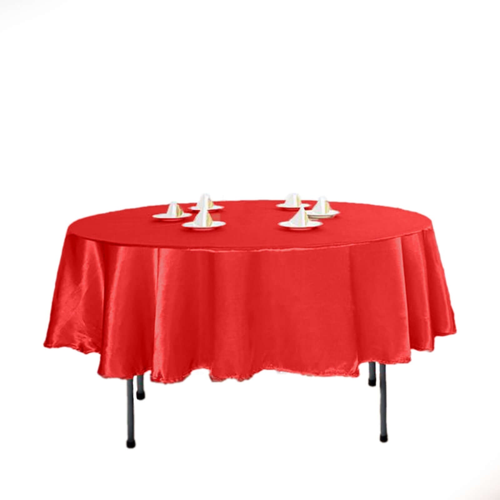 Satin 90" Round Tablecloth Red - Smooth and Lustrous Table Cover - Linen Luxes