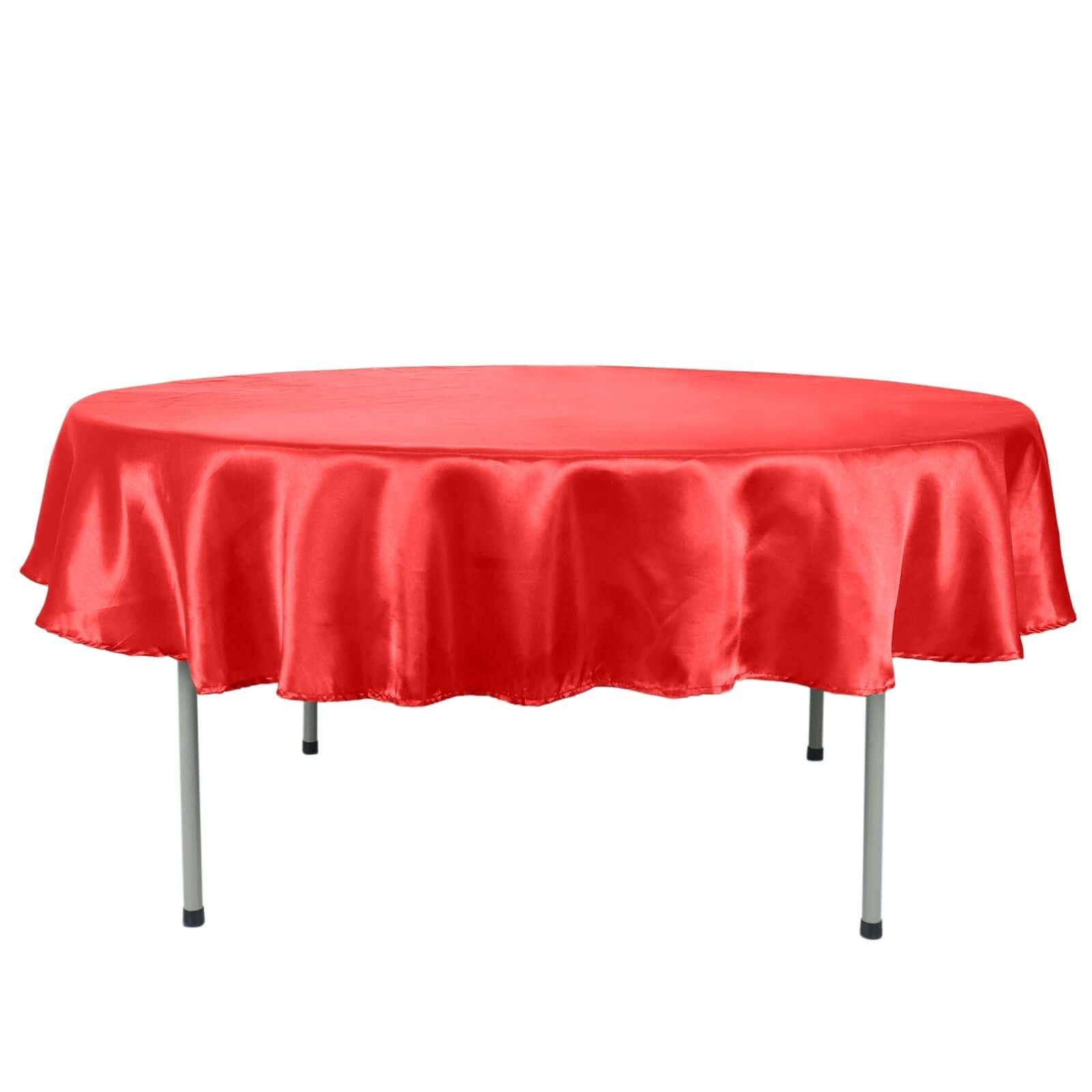 Satin 90" Round Tablecloth Red - Smooth and Lustrous Table Cover - Linen Luxes