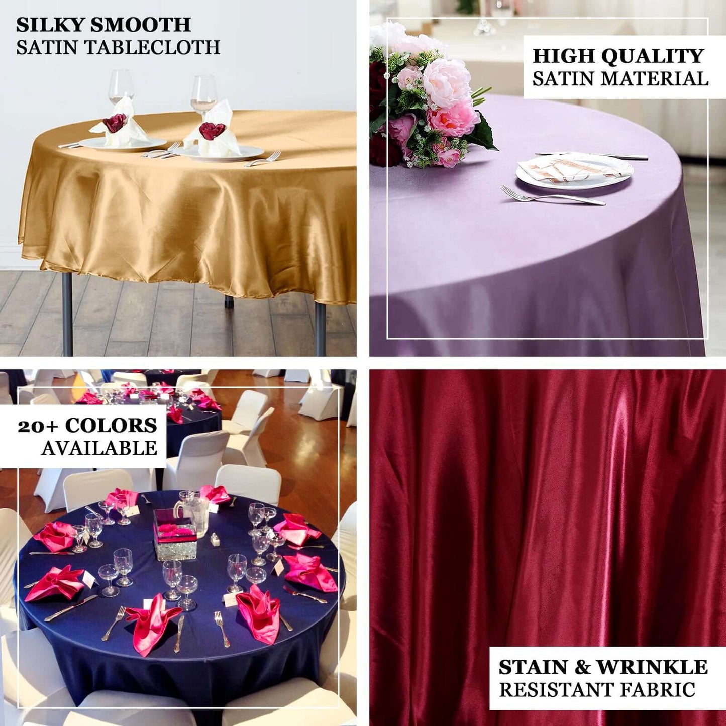 Satin 90" Round Tablecloth Royal Blue - Smooth and Lustrous Table Cover - Linen Luxes