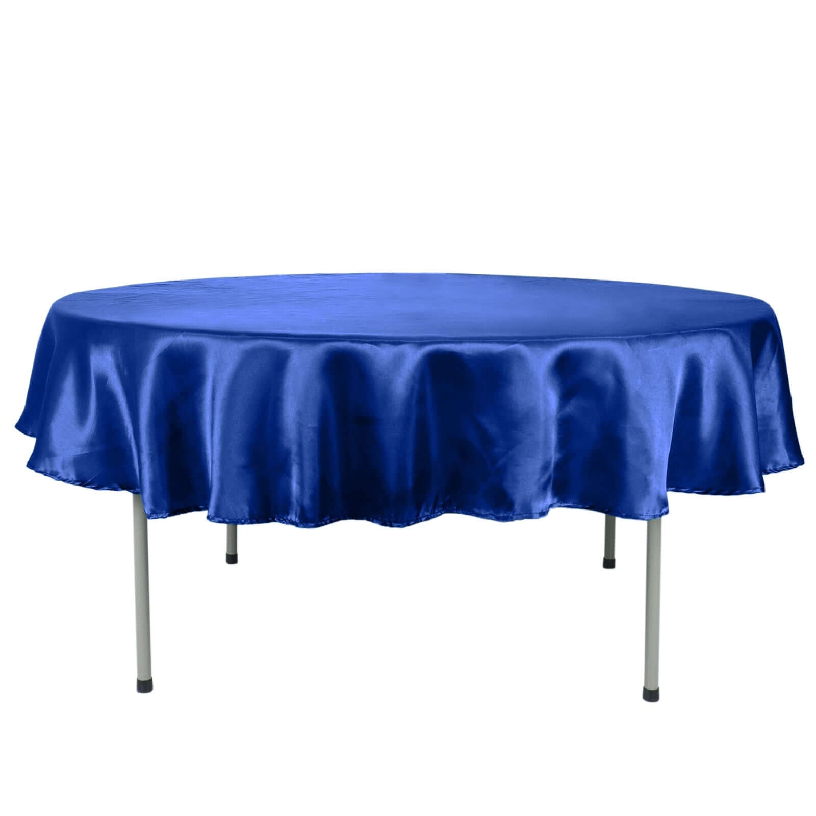 Satin 90" Round Tablecloth Royal Blue - Smooth and Lustrous Table Cover - Linen Luxes