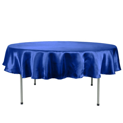 Satin 90" Round Tablecloth Royal Blue - Smooth and Lustrous Table Cover - Linen Luxes
