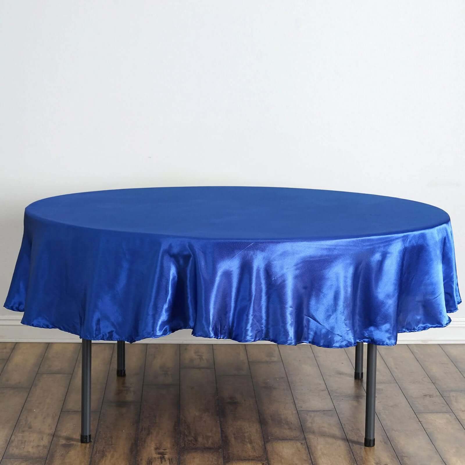 Satin 90" Round Tablecloth Royal Blue - Smooth and Lustrous Table Cover - Linen Luxes