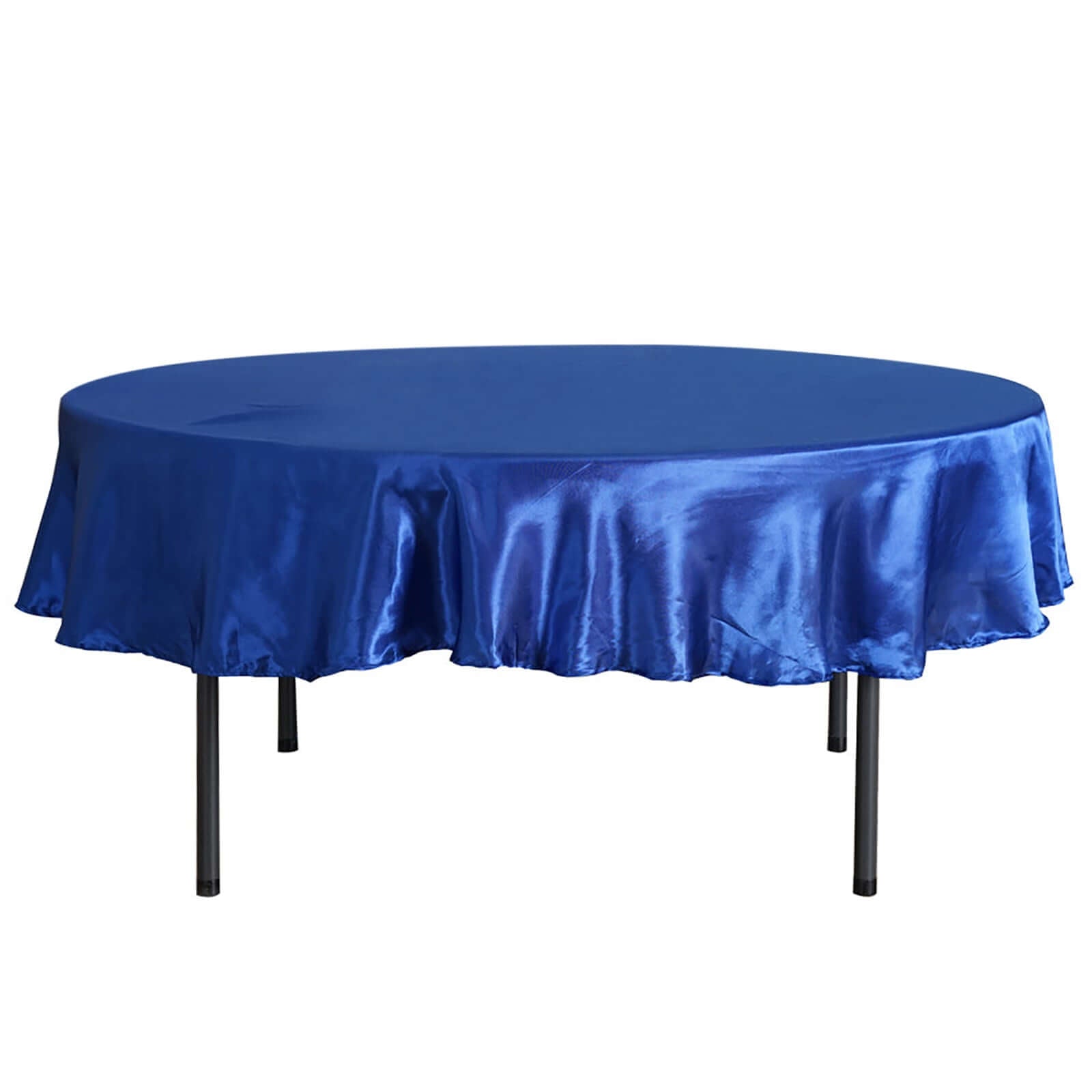 Satin 90" Round Tablecloth Royal Blue - Smooth and Lustrous Table Cover - Linen Luxes