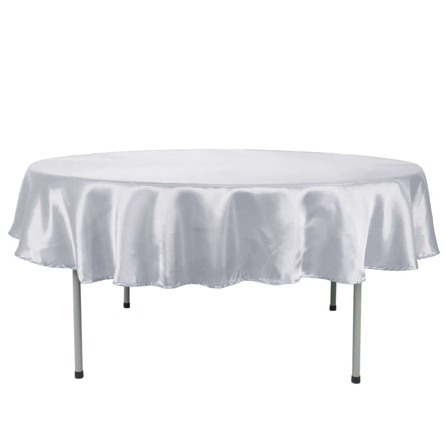Satin 90" Round Tablecloth White - Smooth and Lustrous Table Cover for Weddings & Events - Linen Luxes