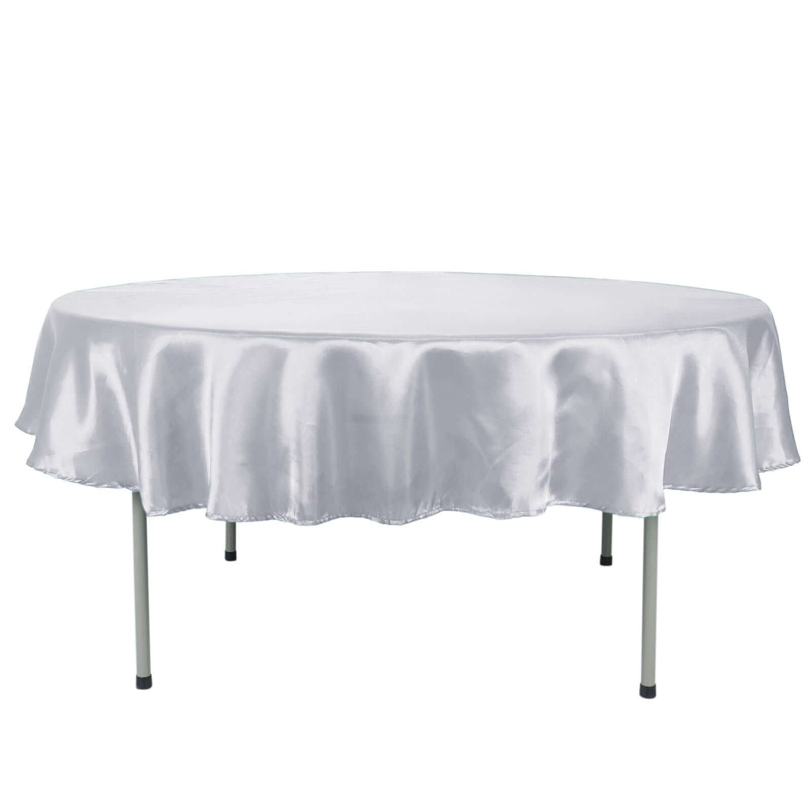 Satin 90" Round Tablecloth White - Smooth and Lustrous Table Cover for Weddings & Events - Linen Luxes