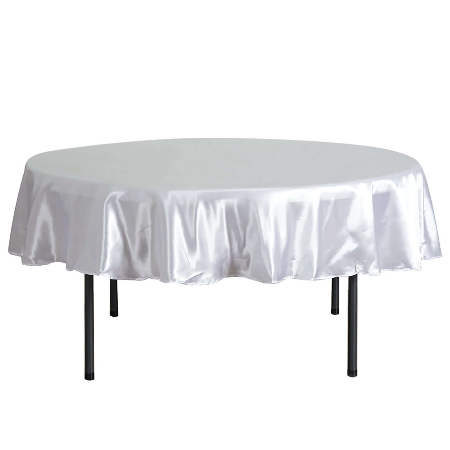 Satin 90" Round Tablecloth White - Smooth and Lustrous Table Cover for Weddings & Events - Linen Luxes