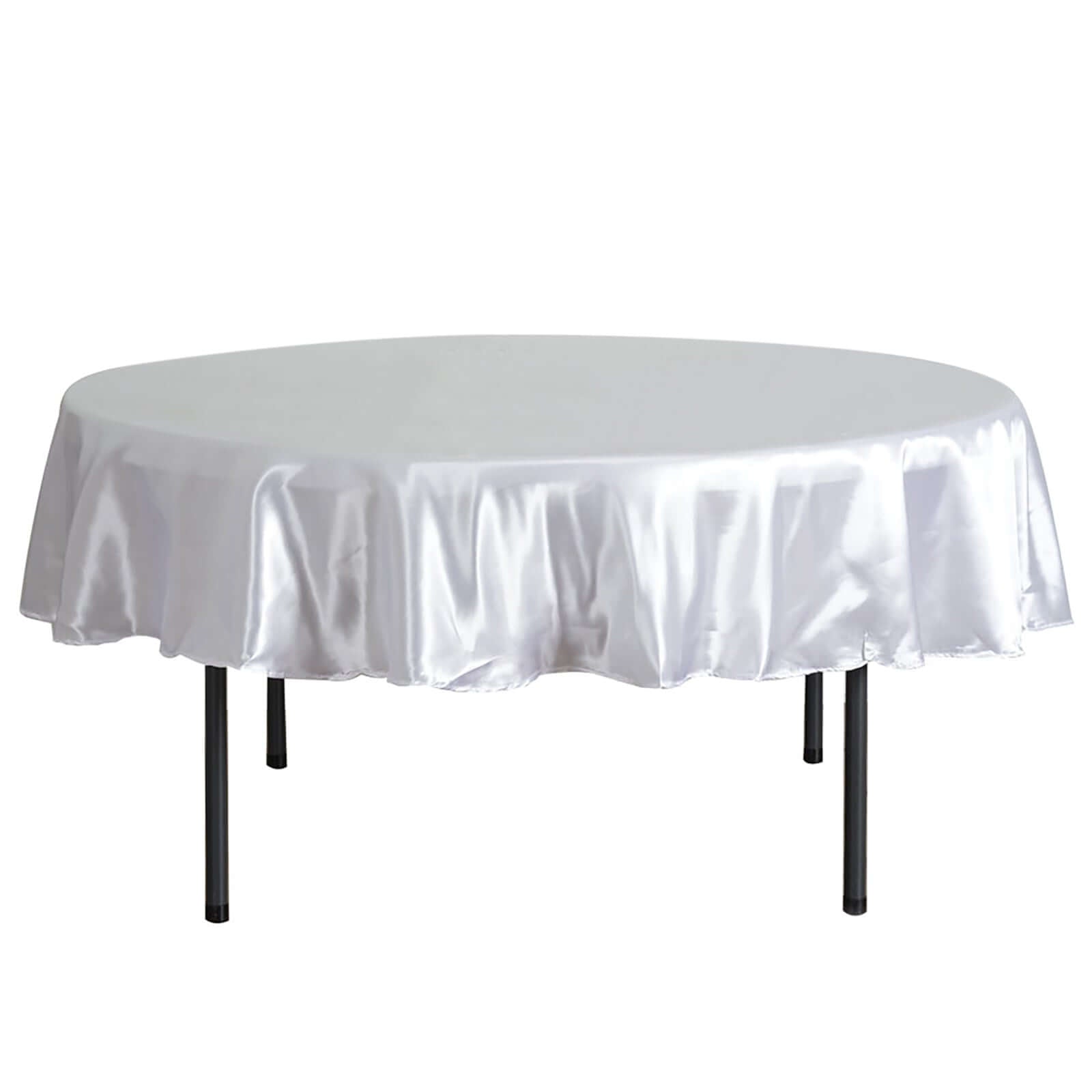 Satin 90" Round Tablecloth White - Smooth and Lustrous Table Cover for Weddings & Events - Linen Luxes