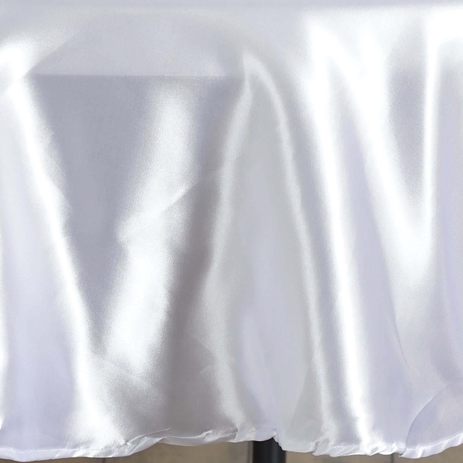 Satin 90" Round Tablecloth White - Smooth and Lustrous Table Cover for Weddings & Events - Linen Luxes