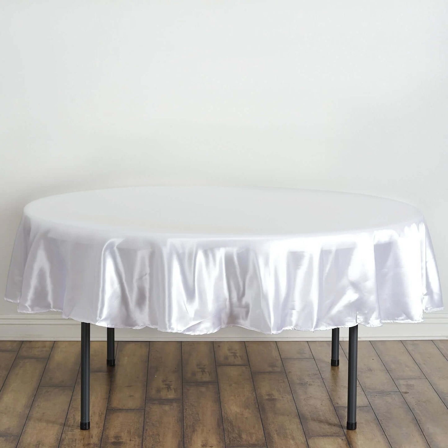Satin 90" Round Tablecloth White - Smooth and Lustrous Table Cover for Weddings & Events - Linen Luxes