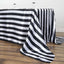 Satin 90"x132" Rectangle Tablecloth Black/White - Stripe Design with Seamless Silky Smooth Finish for Modern Celebrations - Linen Luxes