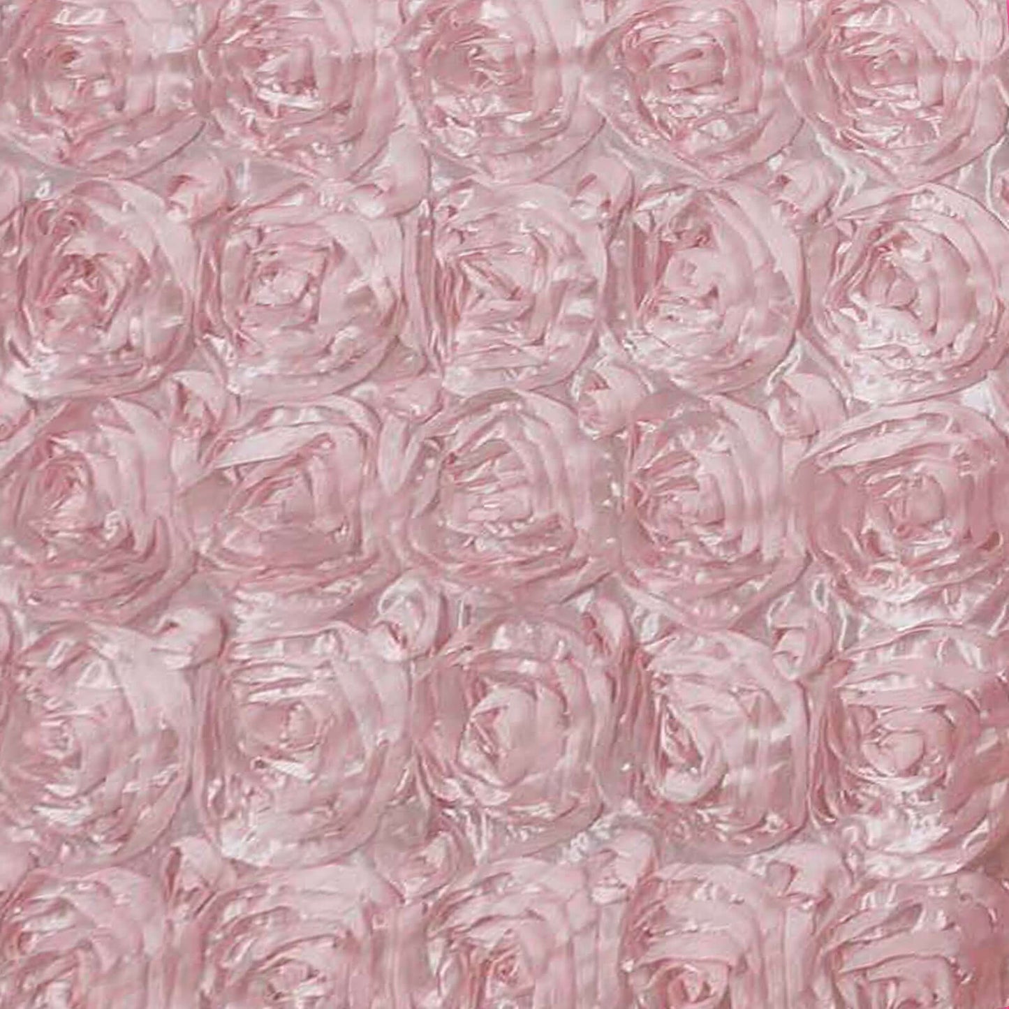 Satin 90"x132" Rectangle Tablecloth Blush - Grandiose 3D Rosette Seamless Table Cover - Linen Luxes