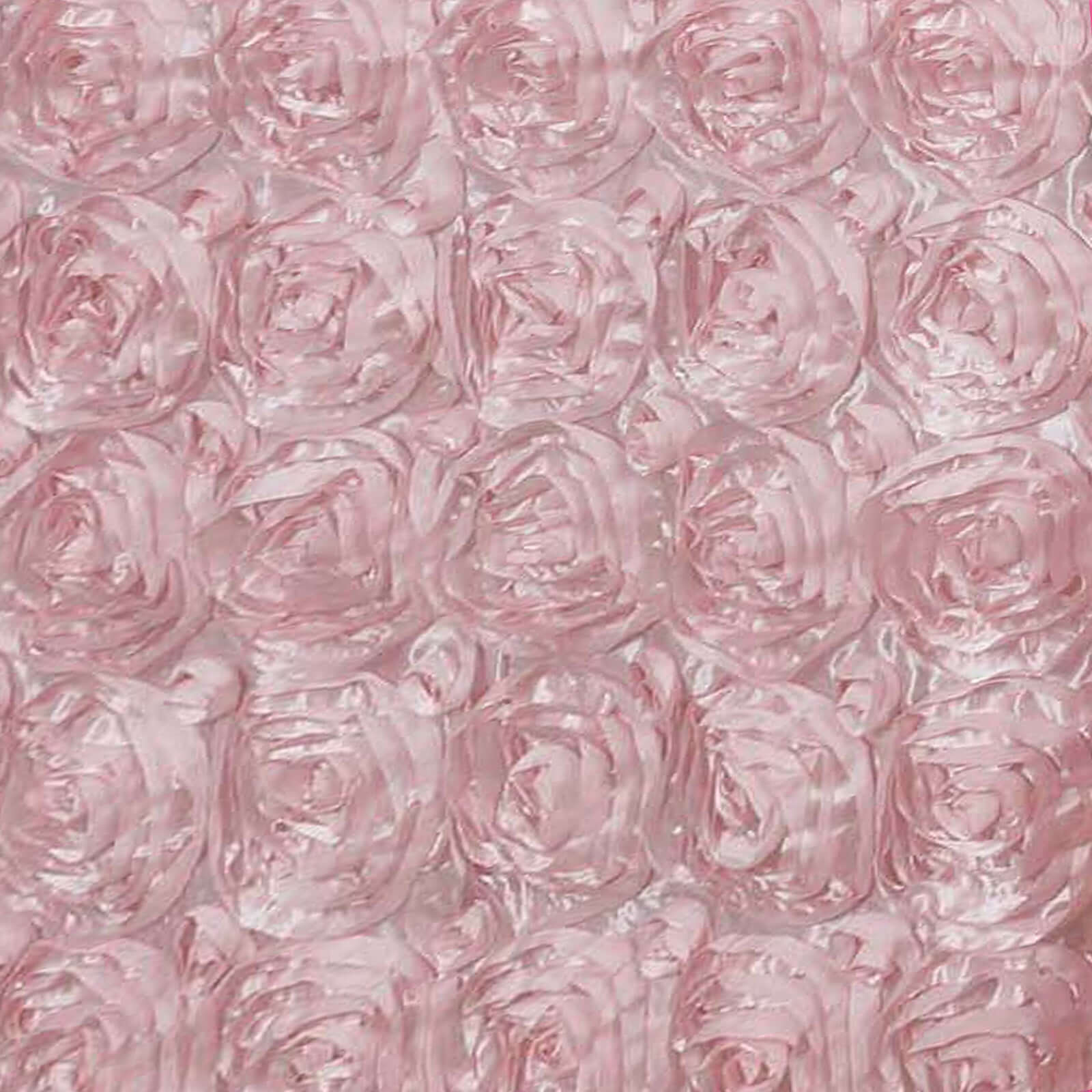 Satin 90"x132" Rectangle Tablecloth Blush - Grandiose 3D Rosette Seamless Table Cover - Linen Luxes