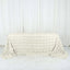 Satin 90"x132" Rectangle Tablecloth Ivory - Grandiose 3D Rosette Seamless Table Cover - Linen Luxes