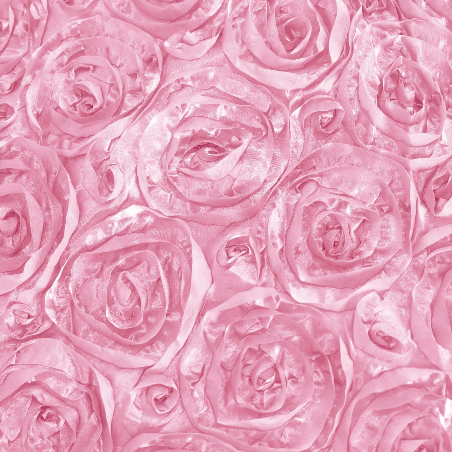 Satin 90"x132" Rectangle Tablecloth Pink - Grandiose 3D Rosette Seamless Table Cover - Linen Luxes