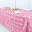 Satin 90"x132" Rectangle Tablecloth Pink - Grandiose 3D Rosette Seamless Table Cover - Linen Luxes