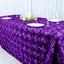 Satin 90"x132" Rectangle Tablecloth Purple - Grandiose 3D Rosette Seamless Table Cover - Linen Luxes
