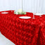 Satin 90"x132" Rectangle Tablecloth Red - Grandiose 3D Rosette Seamless Table Cover - Linen Luxes