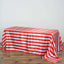 Satin 90"x132" Rectangle Tablecloth Red/White - Stripe Design with Seamless Silky Smooth Finish Table Cover - Linen Luxes