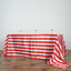 Satin 90"x132" Rectangle Tablecloth Red/White - Stripe Design with Seamless Silky Smooth Finish Table Cover - Linen Luxes
