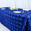 Satin 90"x132" Rectangle Tablecloth Royal Blue - Grandiose 3D Rosette Seamless Table Cover - Linen Luxes