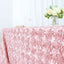 Satin 90"x156" Rectangle Tablecloth Blush - Grandiose 3D Rosette Table Cover with Seamless Finish - Linen Luxes
