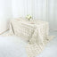 Satin 90"x156" Rectangle Tablecloth Ivory - Grandiose 3D Rosette Table Cover with Seamless Finish - Linen Luxes