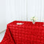 Satin 90"x156" Rectangle Tablecloth Red - Grandiose 3D Rosette Table Cover with Seamless Finish - Linen Luxes