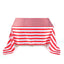 Satin 90"x156" Rectangle Tablecloth Red/White - Stripe Design with Seamless Finish Table Cover - Linen Luxes