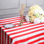 Satin 90"x156" Rectangle Tablecloth Red/White - Stripe Design with Seamless Finish Table Cover - Linen Luxes
