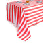 Satin 90"x156" Rectangle Tablecloth Red/White - Stripe Design with Seamless Finish Table Cover - Linen Luxes